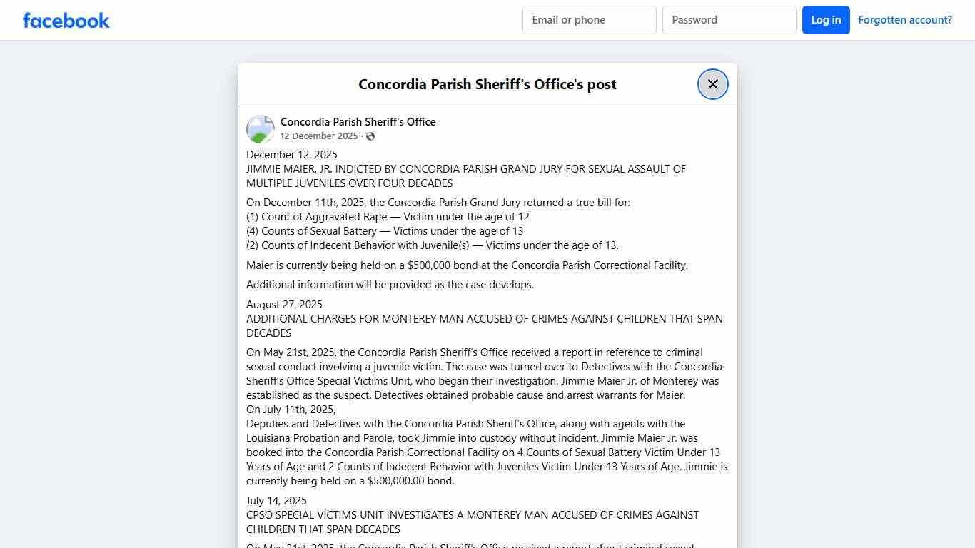 December 12, 2025... - Concordia Parish Sheriff's Office Facebook